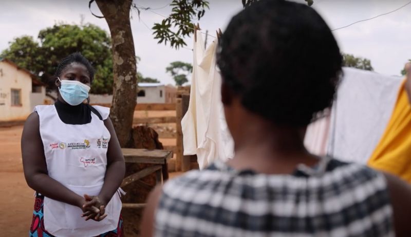 Alice Kabunda, AMREF Zambia and Hazel Kasimba, Community Health Technologist, at Petauke Urban Clinic, Zambia